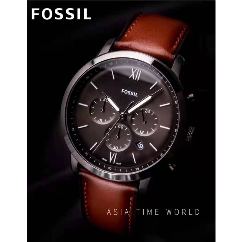 Fossil | FS5512 Mens Neutra Stainless Steel Grey Chronograph Dial Amber ...