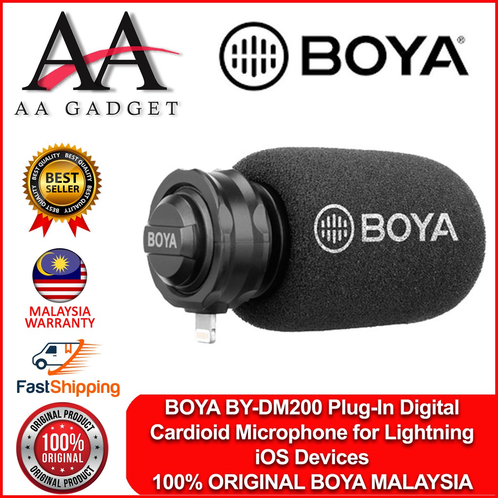 BOYA BY-DM200 Plug-In Digital Cardioid Microphone for Lightning iOS ...