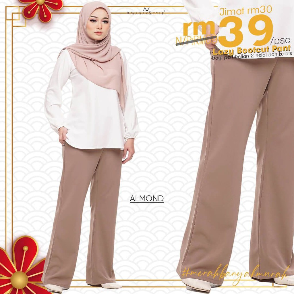 LAZY BOOTCUT PANTS AWANAZSTYLE | Shopee Malaysia