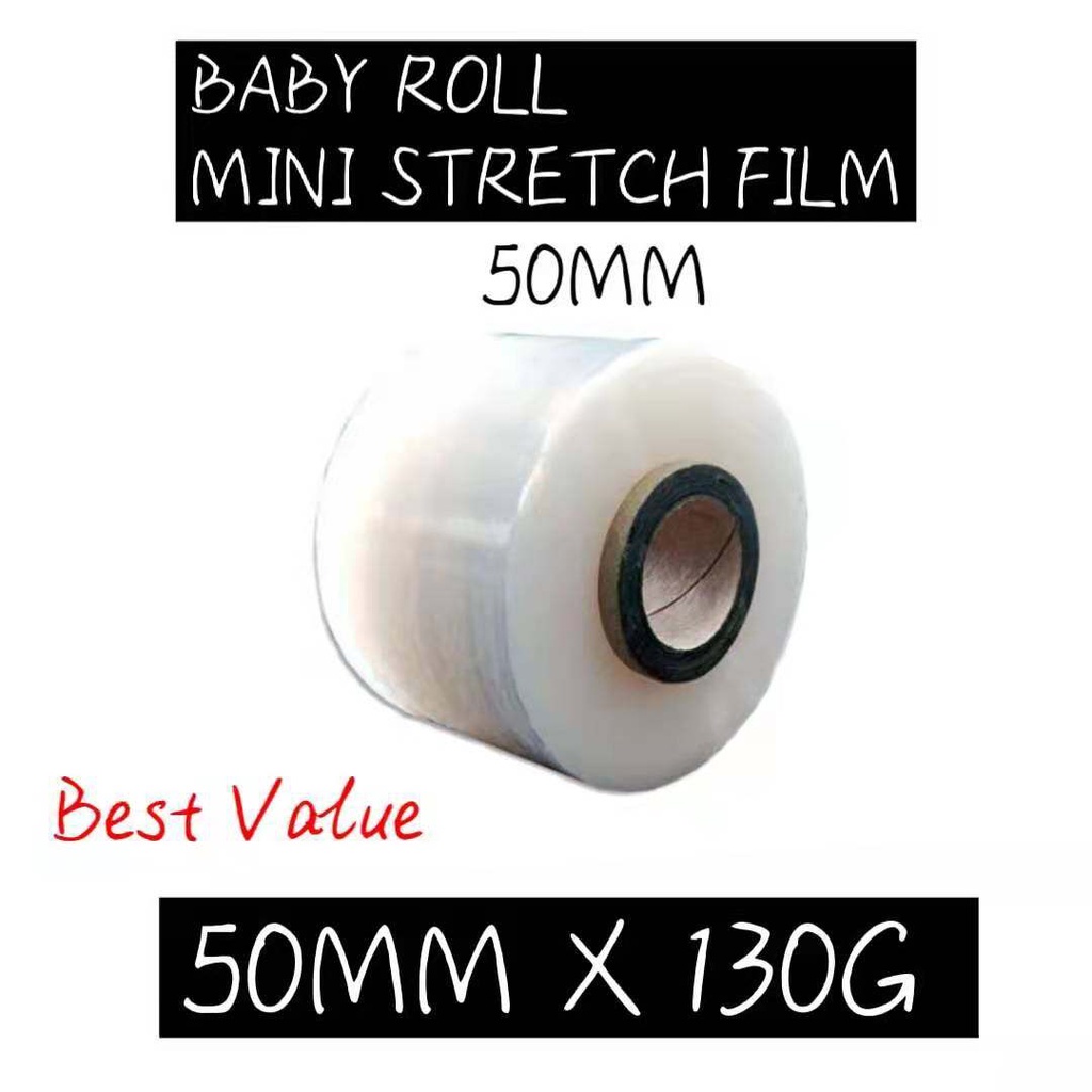 [VDM Ready Stock] CLEAR STRETCH FILM BABY ROLL 50MM X 130G Shopee