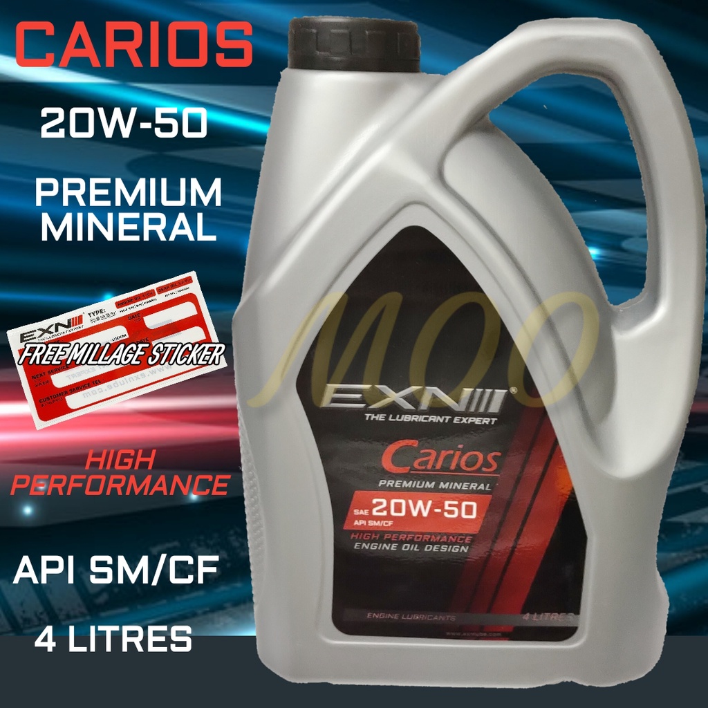 EXN CARIOS SAE 20W50 20W50 HIGH PERFORMANCE PREMIUM MINERAL ENGINE OIL