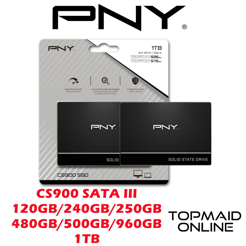 PNY CS900 120GB / 240GB / 250GB / 480GB / 500GB / 960GB / 1TB 2.5  SATA SSD