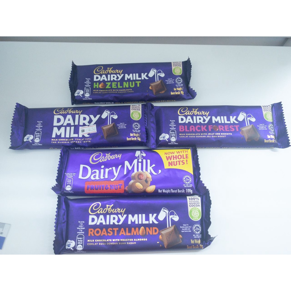 Cadbury Dairy Milk Chocolate Bar-90g(Hazelnut,Almond, Fruit N Nut ...