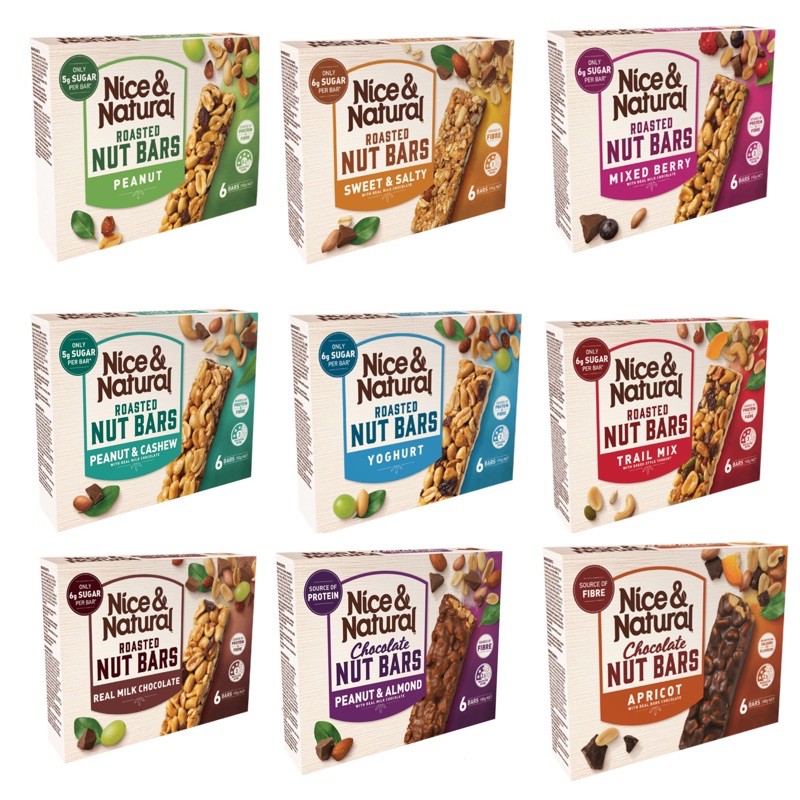 (RESTOCK) Nice&Natural Assorted Roasted and chocolate Nut Bars 192G x 6