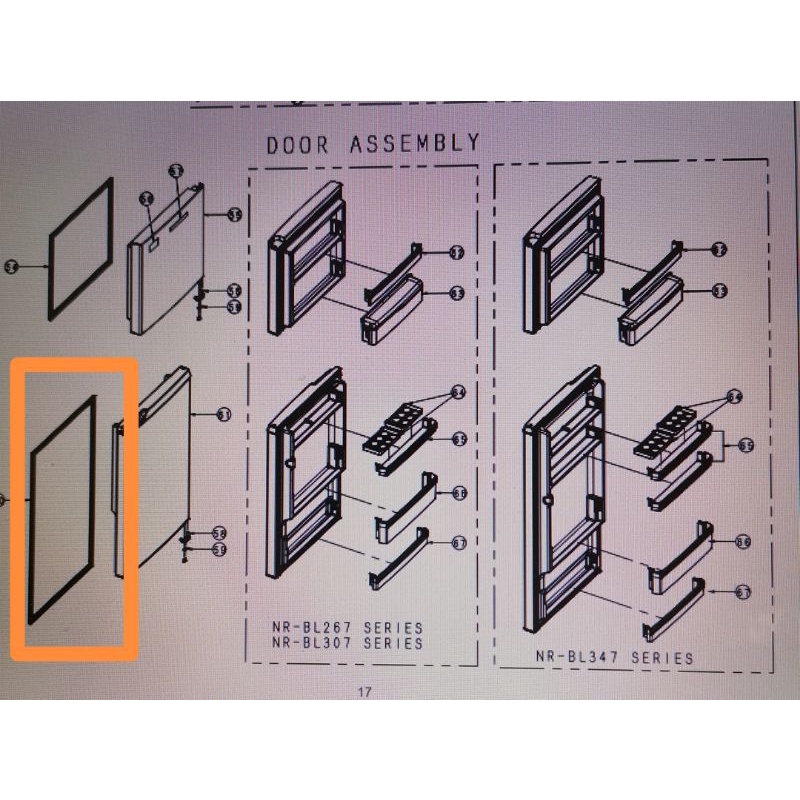 Panasonic Refrigerators ( GASKET PC ORIGINAL ) NRBL307VS, PS, XN