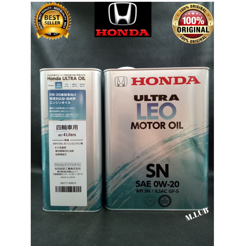 100% ORIGINAL HONDA ULTRA LEO MOTOR OIL SN SAE 0W-20 (4L 100% ORIGINAL HONDA ULTRA LEO MOTOR OIL SN SAE 0W-20 (4L