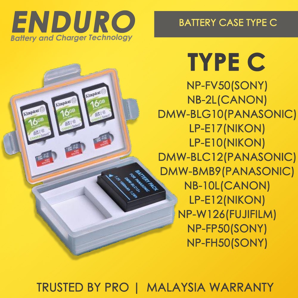 Enduro Camera Battery and Memory Card Storage Case Water Proof Box (NEW