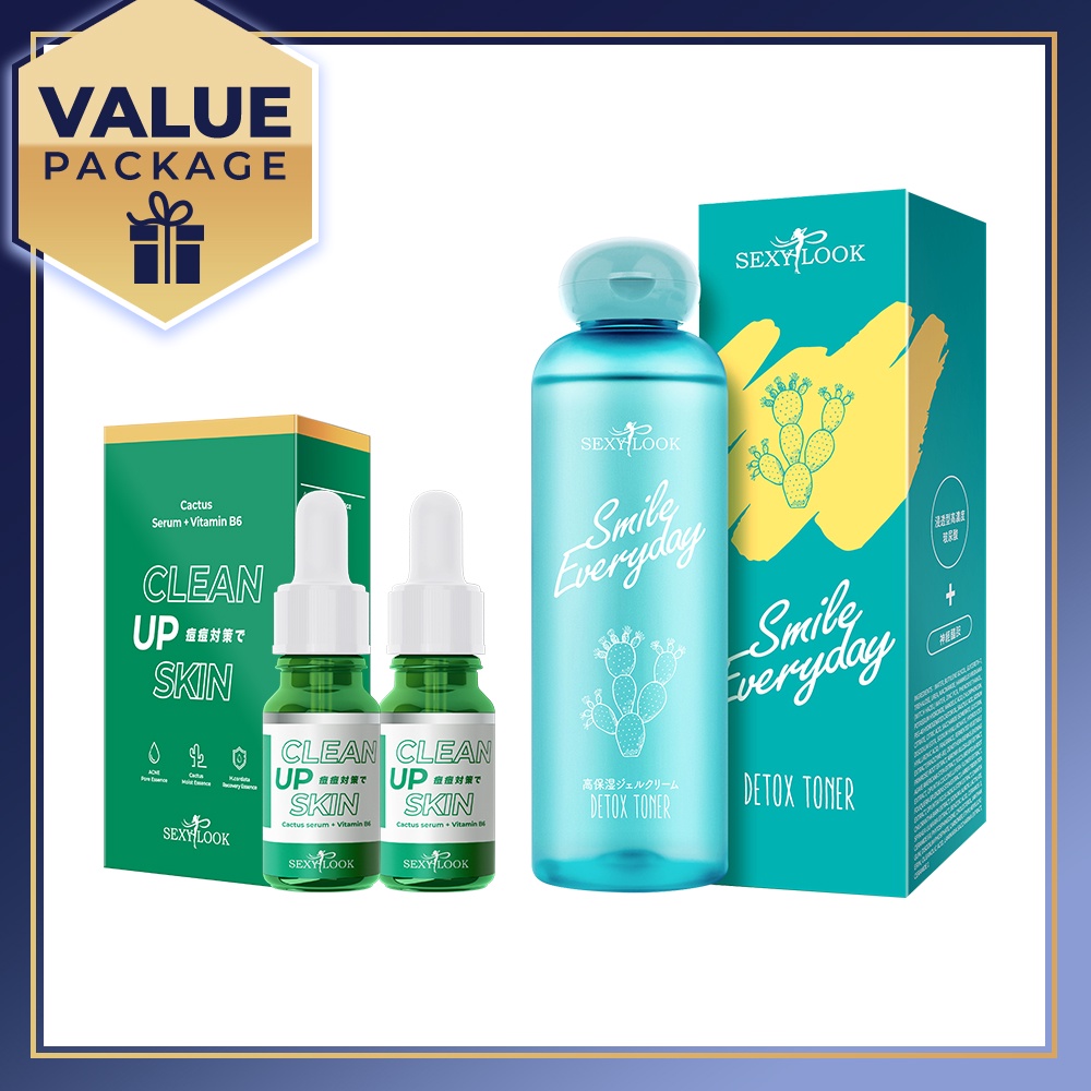 Sexylook Cactus + Vitamin B6 Anti Acne Serum 10ml x2 + Detox Toner