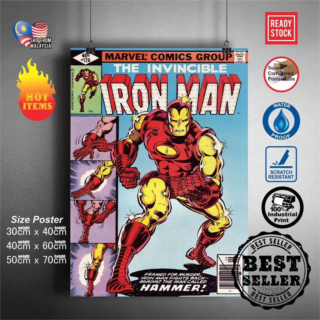 (READY STOCK)Marvel Poster The Avengers iron Man Spider-Man Captain ...