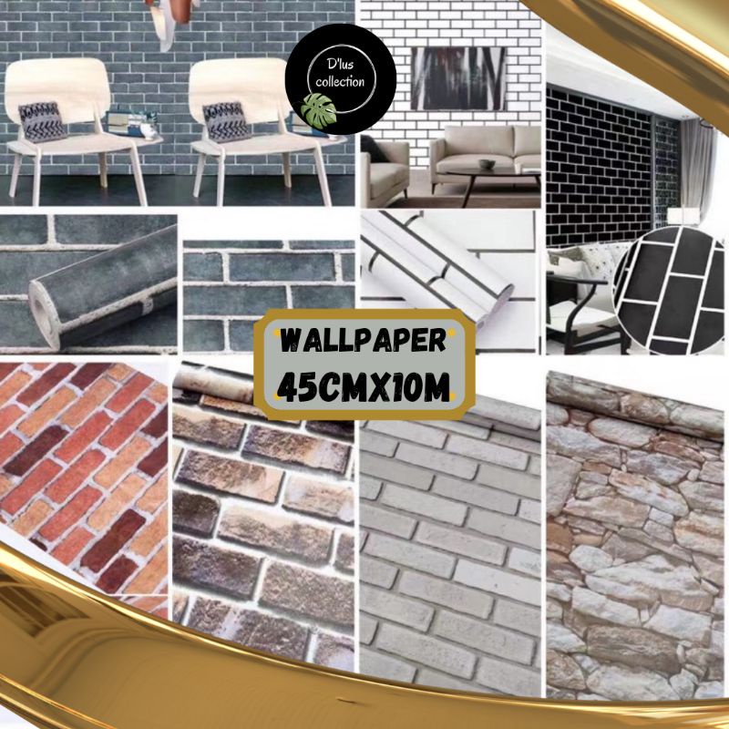 45cmx10m Brick Wallpaper Kertas Dinding Wall Sticker white brick