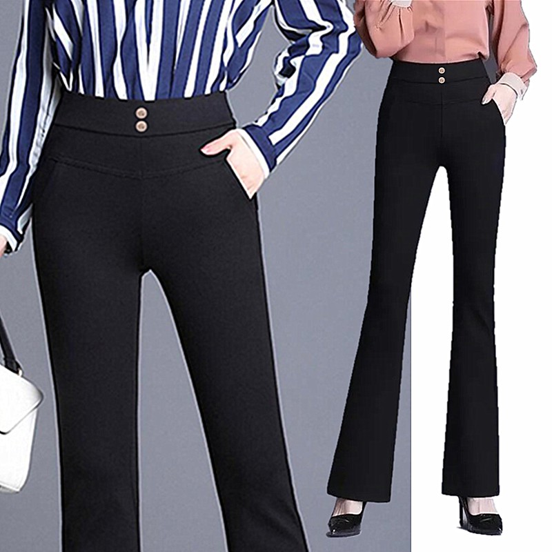 M-4XL Women Muslimah Palazzo Tulang Button Bootcut Pants Plus Size ...