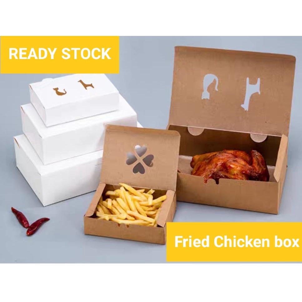 [ready Stock] 5s Kraft Paper Box Fried Chicken Paper Box Snack Paper