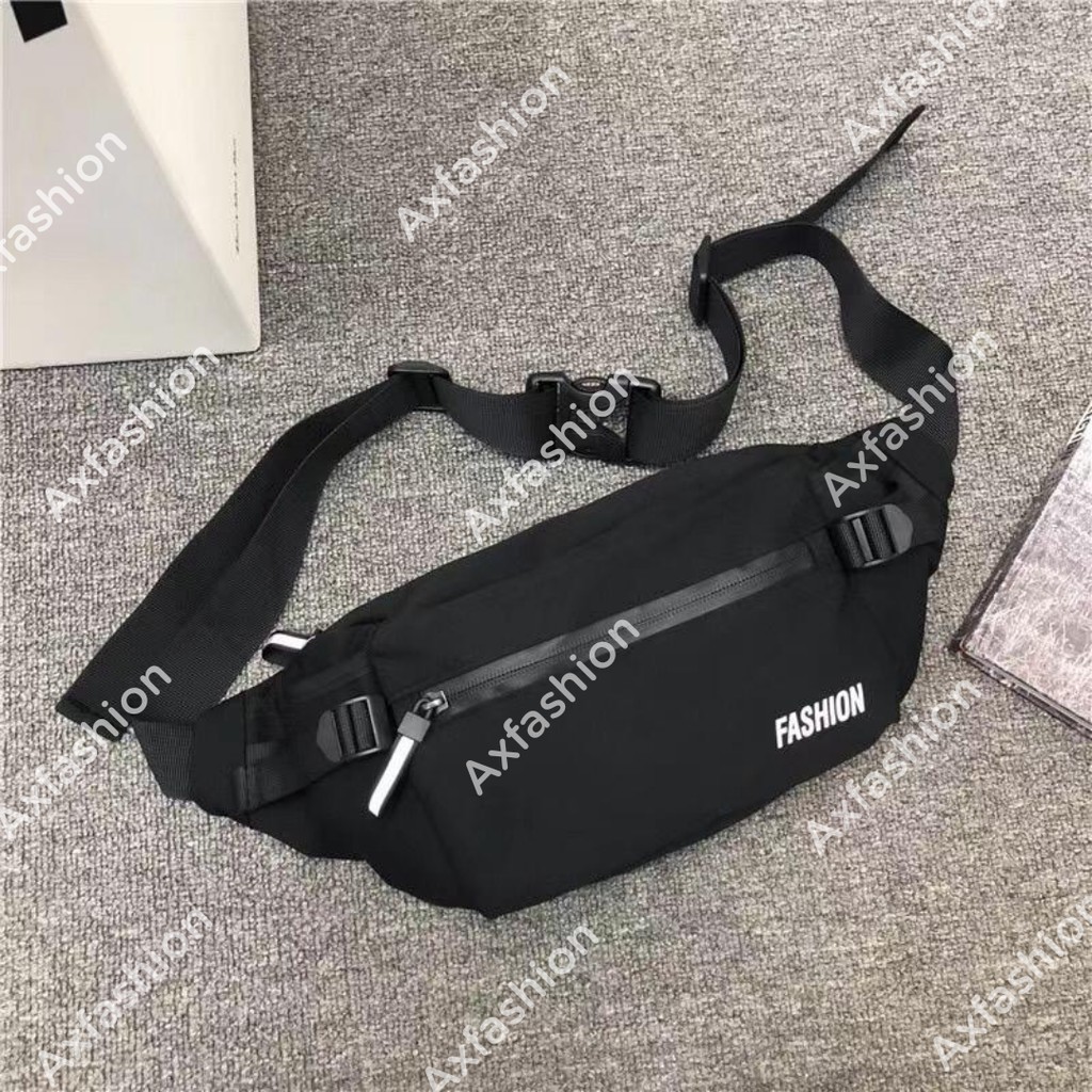 ( READY STOCK ) High Quality Cross body Waist Bag Unisex ( Black ) Shopee Malaysia