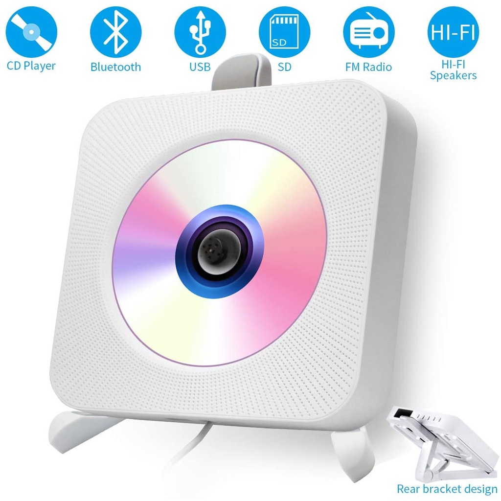 Portable CD Player Bluetooth Wall Mountable CD Player with LCD ...