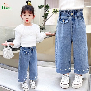 Baju Budak Perempuan Girls Denim Wide-Leg Pants Spring Autumn