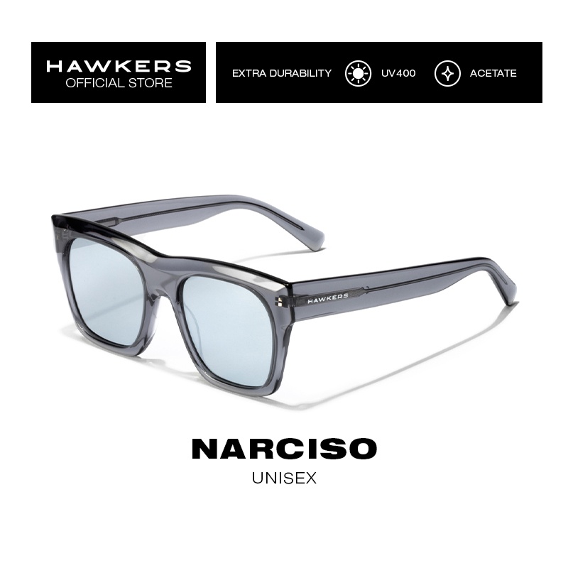 HAWKERS Grey Blue Chrome NARCISO Sunglasses for Men and Women