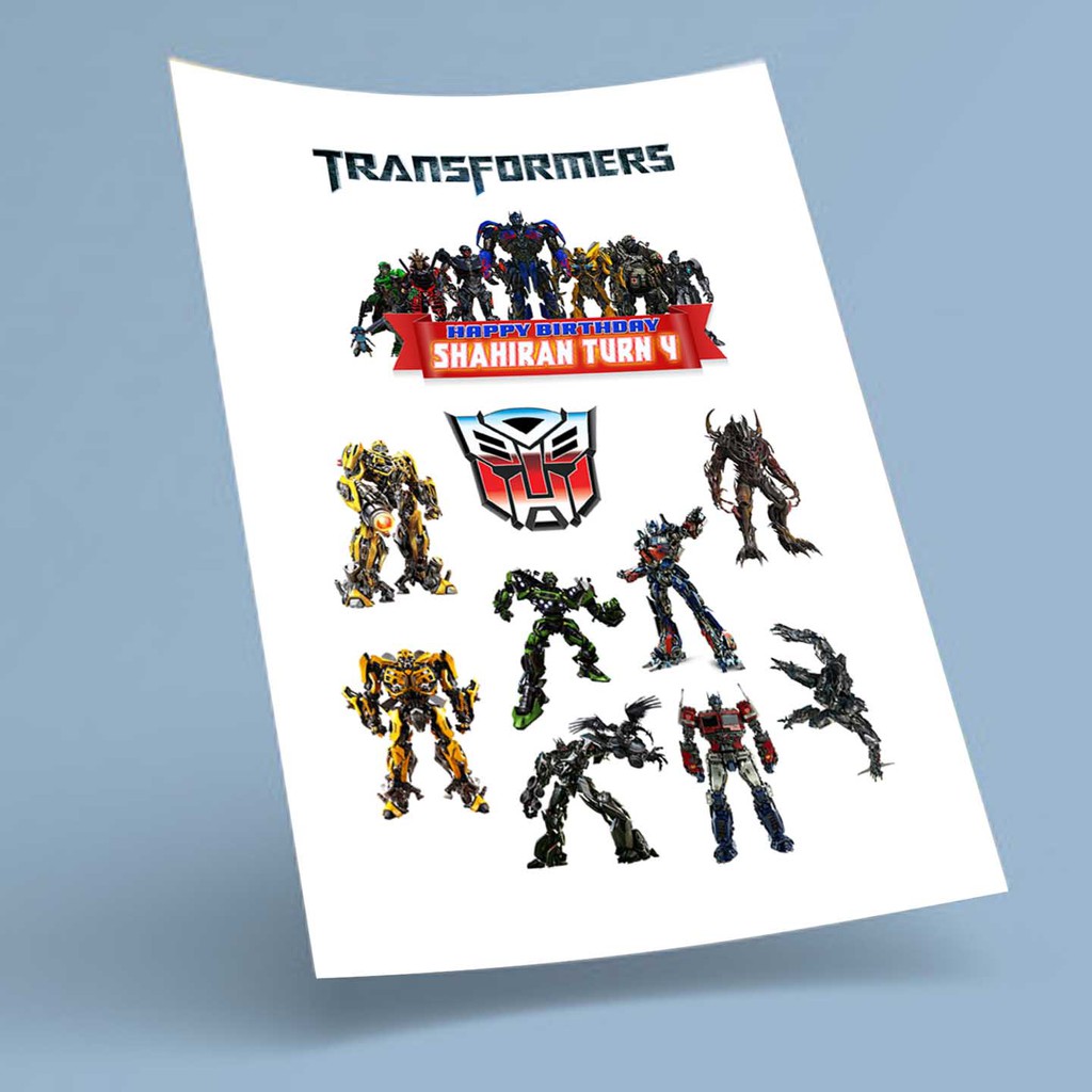 TRANSFORMERS DESIGN CUSTOM NAME & AGE [JPEG FORMAT/FILE] [CAKE TOPPER ...