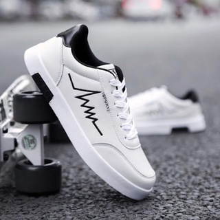 Three Stripe White Leather Sneakers Men Spring Summer Student Boys Low Cut  Sneakers Tenis Man Caual Sports Shoes Big Size 47 48 - AliExpress