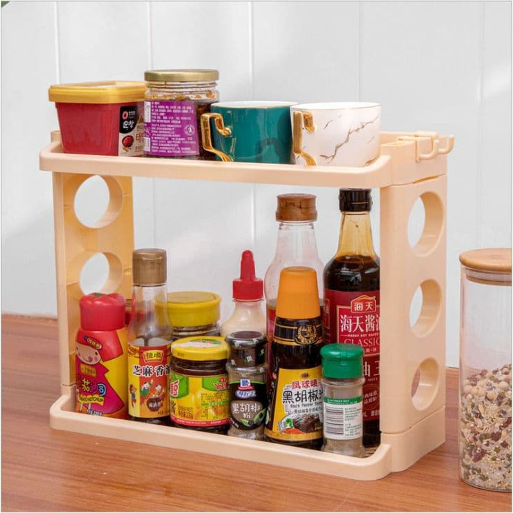 2 Layer Kitchen Rack Storage Rack Condiment Appliance Multipurpose ...