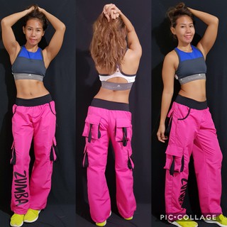 womens PINK Zumba fitness cargo pants trousers workout dance Size 10-12  Medium