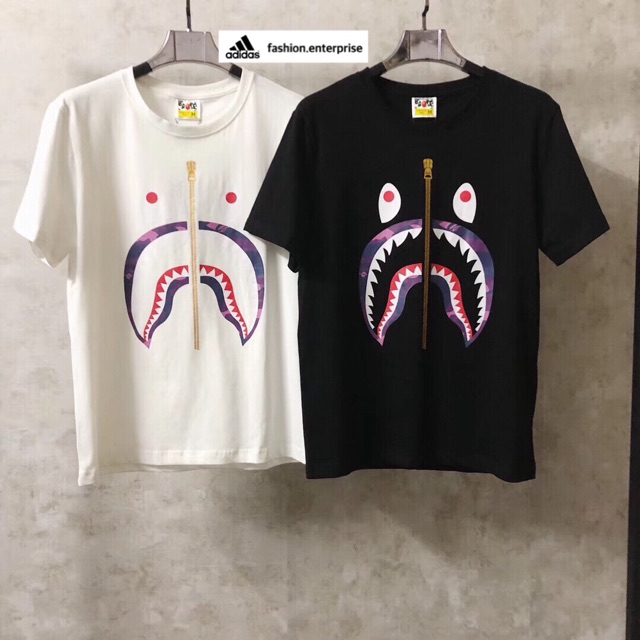 Bape shark best sale tee gold zip