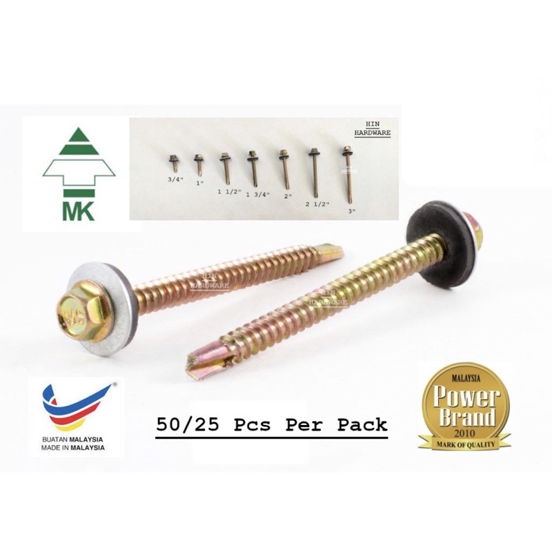 [100% ORIGINAL] MK HEXAGON HEAD SELF DRILLING SCREW C/W WASHER DSHW ...