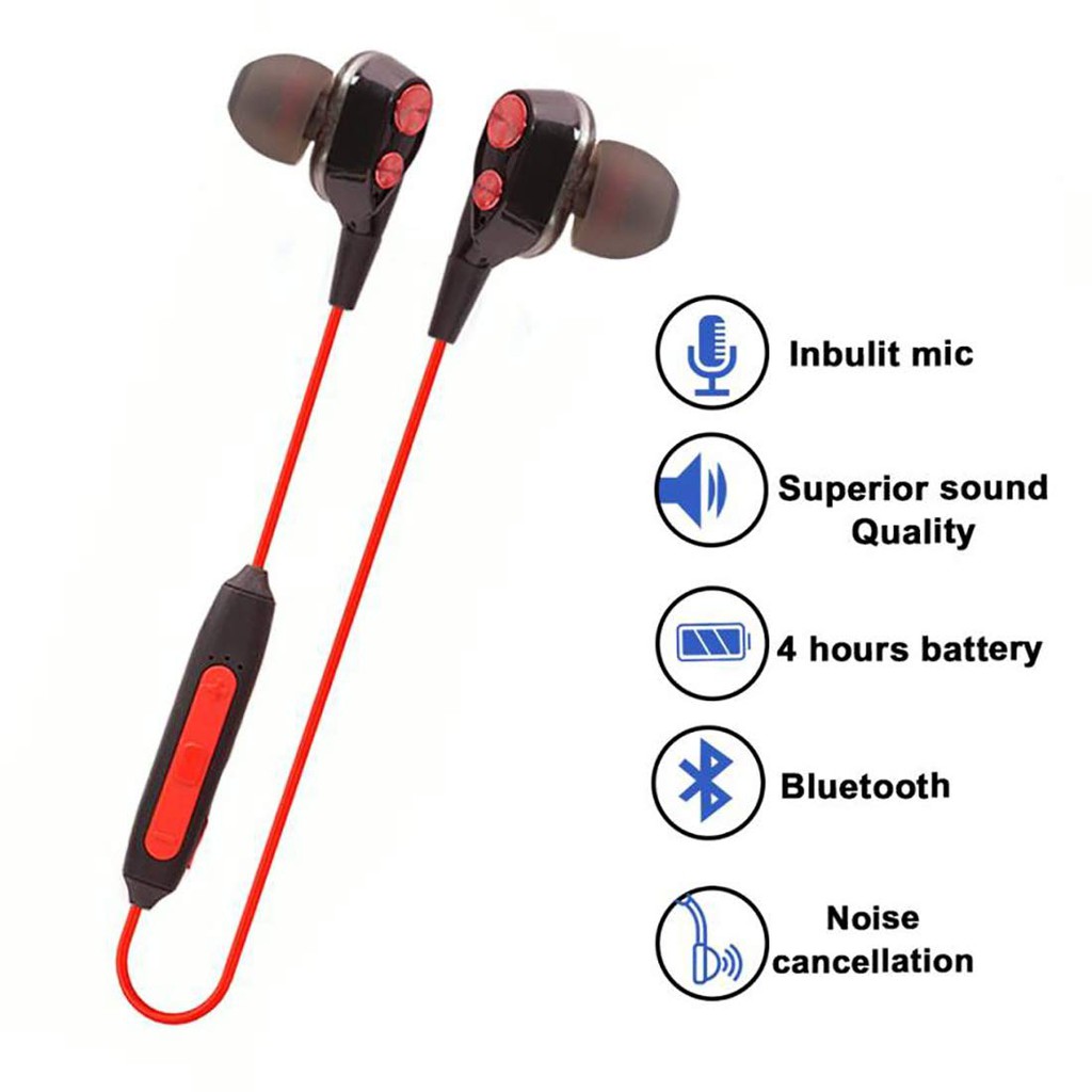 PTron BT Headphone Boom 4D Earphone Dual Driver Sport Bluetooth Headset with Mic Shopee Malaysia