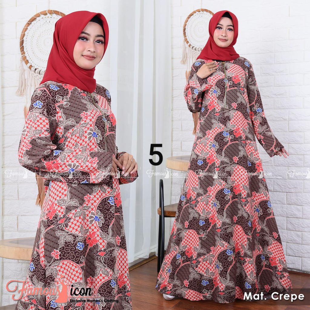 Floral Jubah nursing friendly fine quality crape soft and cooling ...