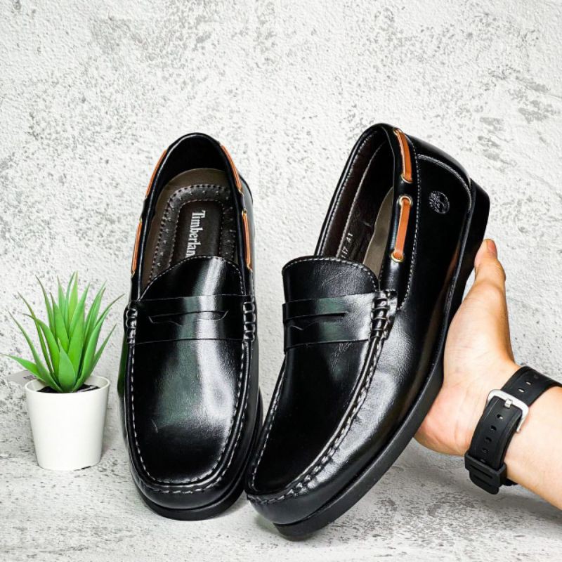 size 40 45 LOAFER TIMBERLAND SLIP ON BLACK MOCASSIN BOAT SHOES KASUT KULIT HITAM KERJA LELAKI MEN S SHOE