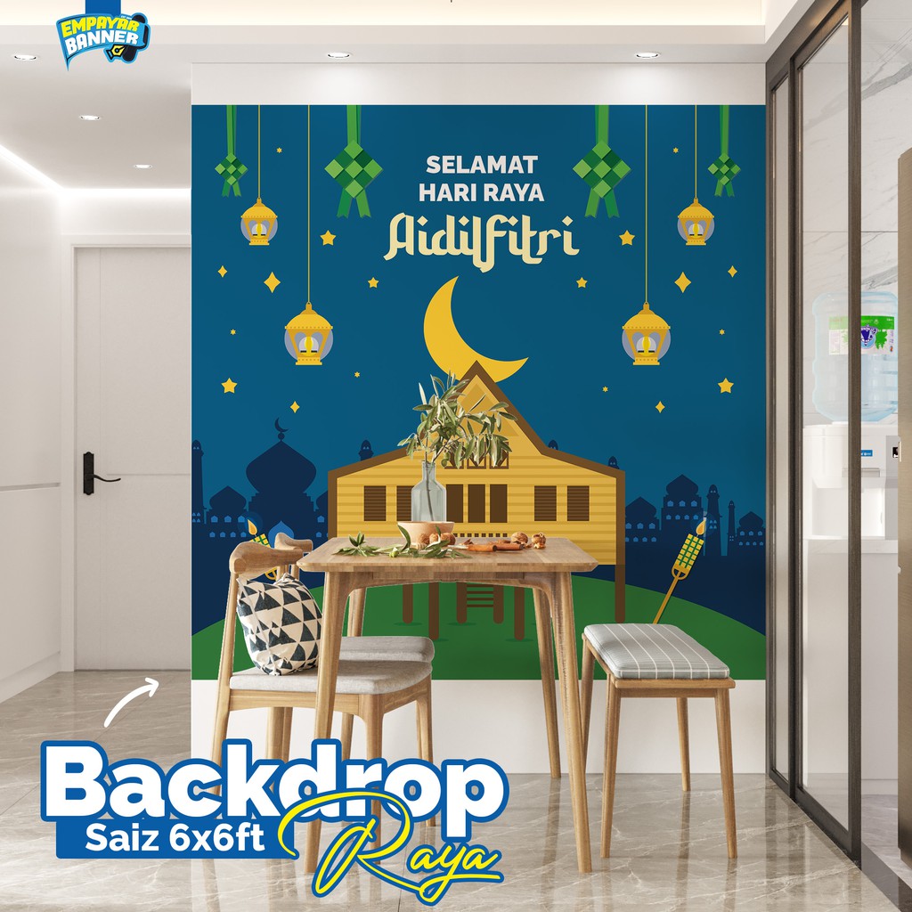 [RAYA2024] BANNER/BACKDROP/DECORATION Rumah Kampung Hari Raya