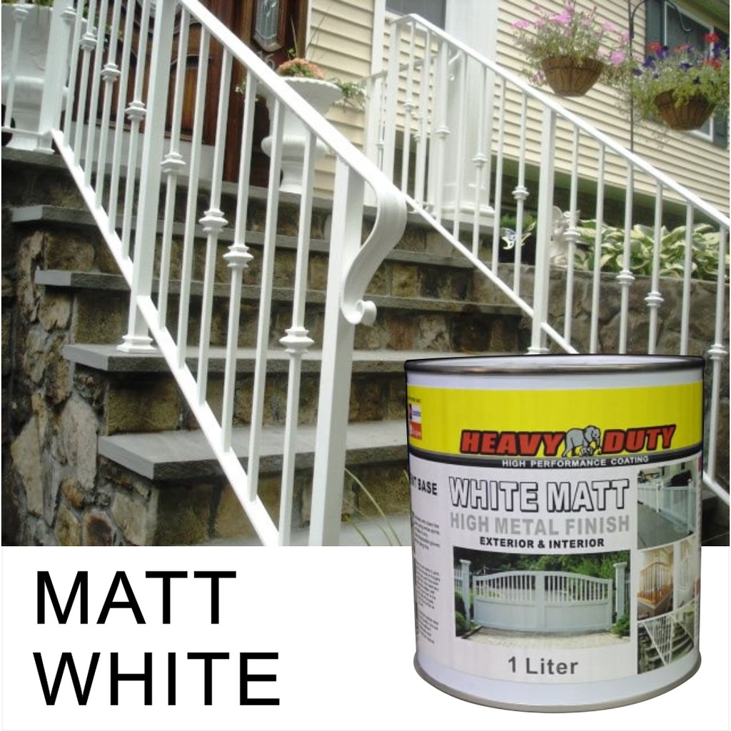 1LITER ( MATTE WHITE ) HEAVY DUTY MATT PAINT FOR WOOD AND METAL / 1L