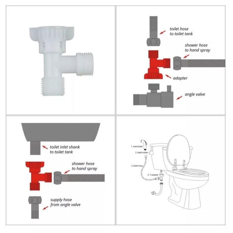 Bathroom Accessories Shower Diverter Valve Tadapter Toilet Tank