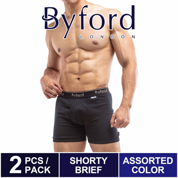 (2 Pcs) Byford Men Trunk 100% Cotton Men Underwear Assorted Colours ...