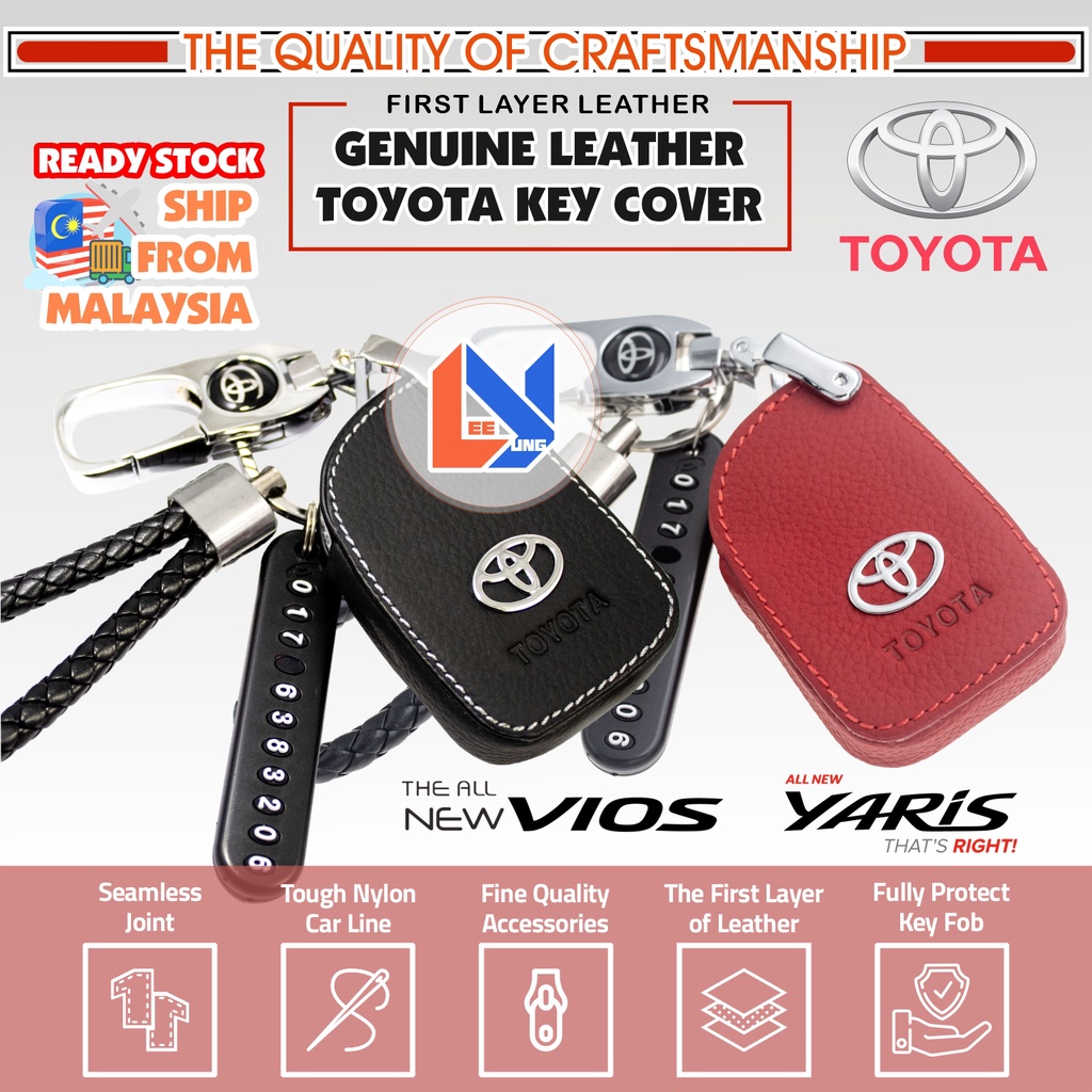 Toyota VIOS Leather Key Cover Holder Smart Key Genuine Leather Holder ...