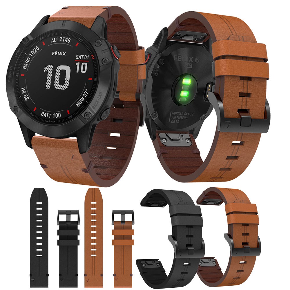 22mm 26mm Leather Strap For Garmin Fenix 6 6X Replacement Quick