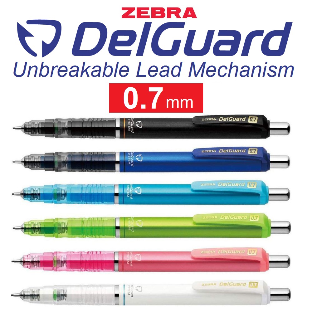 Zebra Mechanical Pencil DelGuard 0.7mm, White Body (P-MAB85-W)