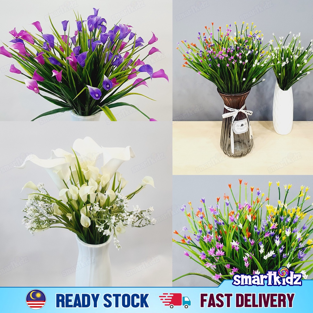 [1 Stalk] Spring Grass with Mini Calla Lily Buds Artificial Flowers Spring Grass Flowers