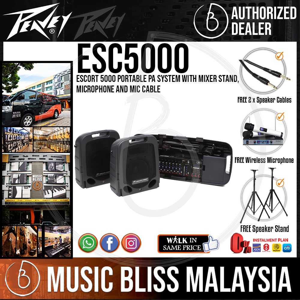 Peavey Escort 5000 Portable PA System with Mixer Stand, Microphone and