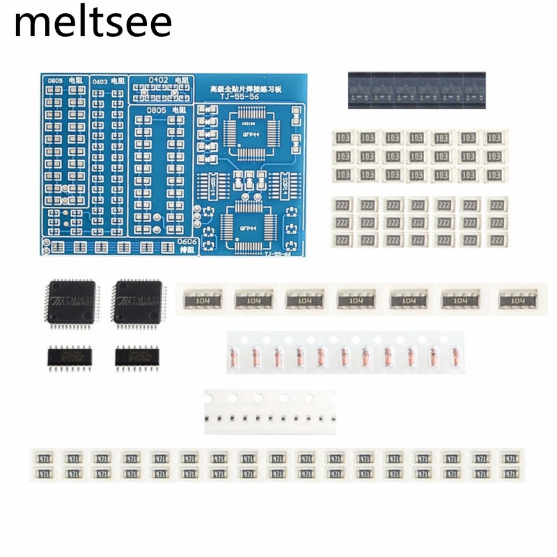 1kit SMT SMD Component Welding Practice Board Soldering DIY Kit Resitor ...
