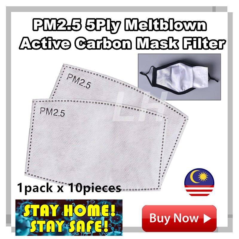 🔥 Ready Stock 🔥 PM 2.5 5Ply MeltBlown Activated Carbon Mask Filter ...