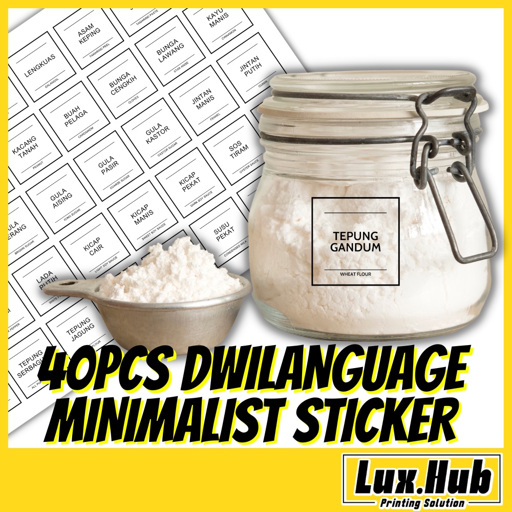40pcs Minimalist Sticker Waterproof | Stiker Dapur Kitchen Label ...
