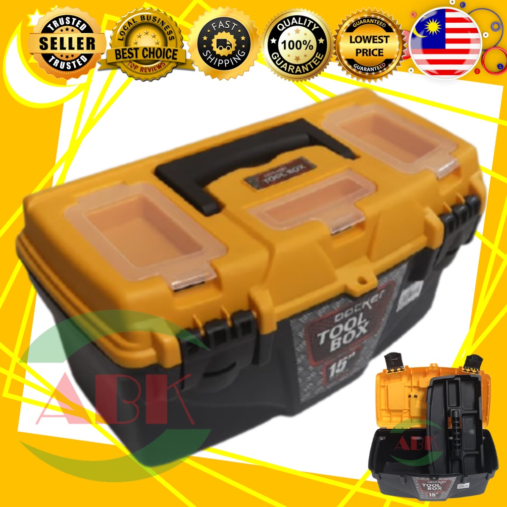 DOCKER BRAND A15 HEAVY DUTY PVC TOOLS BOX KOTAK ALAT TAHAN LASAK (15