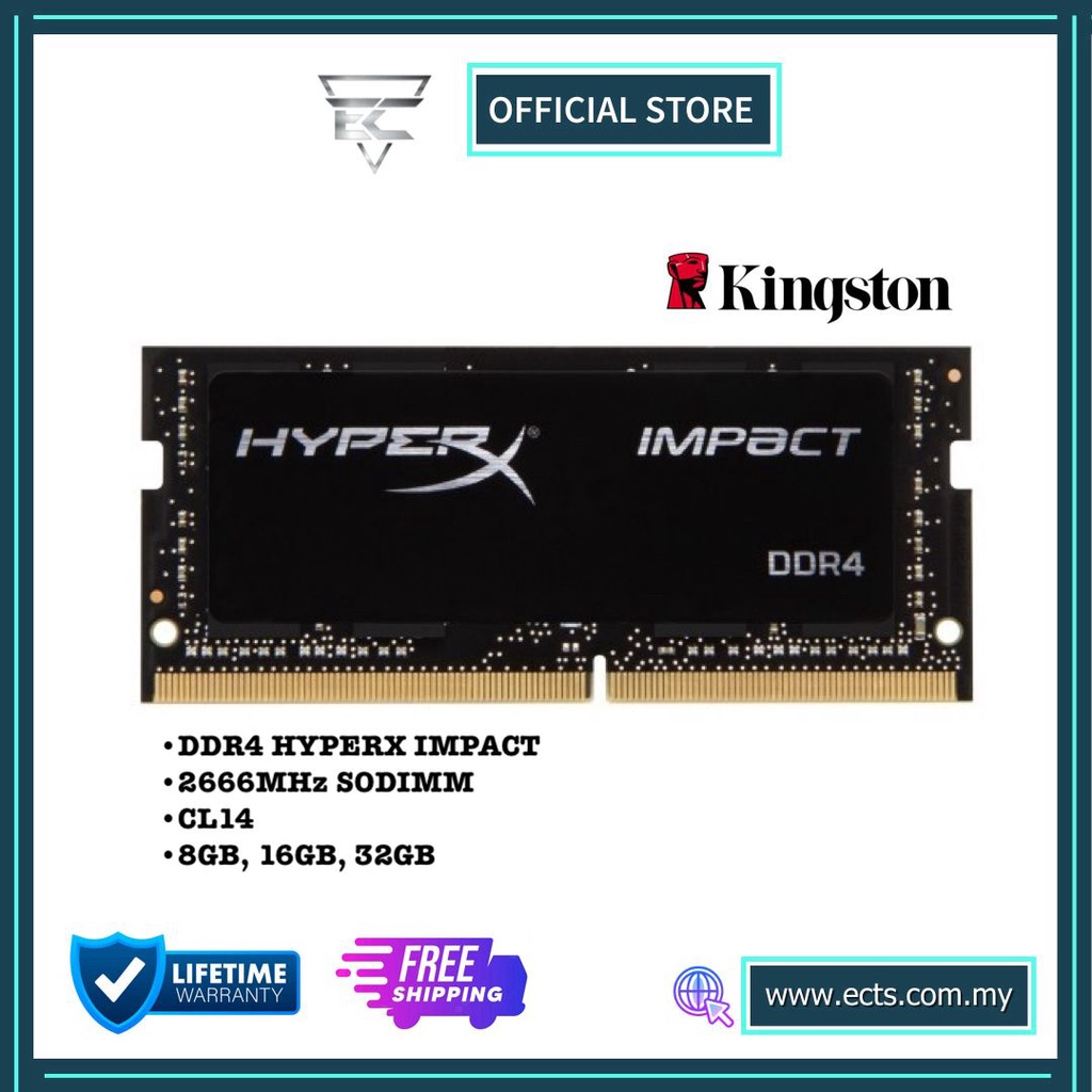 KINGSTON HYPERX IMPACT 2666MHz DDR4 8GB 16GB 32GB CL15 SODIMM RAM