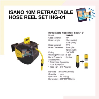 ISANO IHG-03 10M / 20M Wall Mounted Automatic Reel Retractable