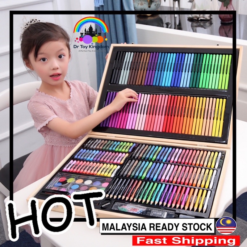 Good Quality 180PCS Professional Drawing Paint Art Set For Kids Children  School Wood Art Set