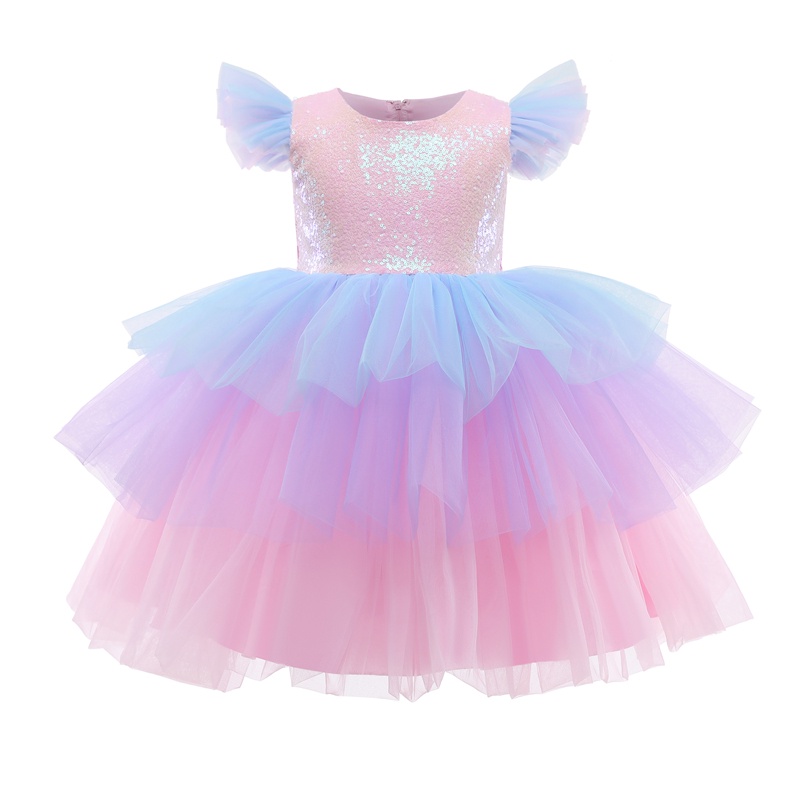 NNJXD Girls Unicorn Dress Rainbow Princess Dress Kids Birthday Party ...