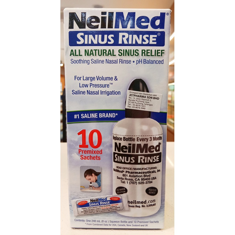 NEILMED SINUS RINSE STARTER KIT AND 10 PREMIXED SACHETS EXP 10/2027 ...