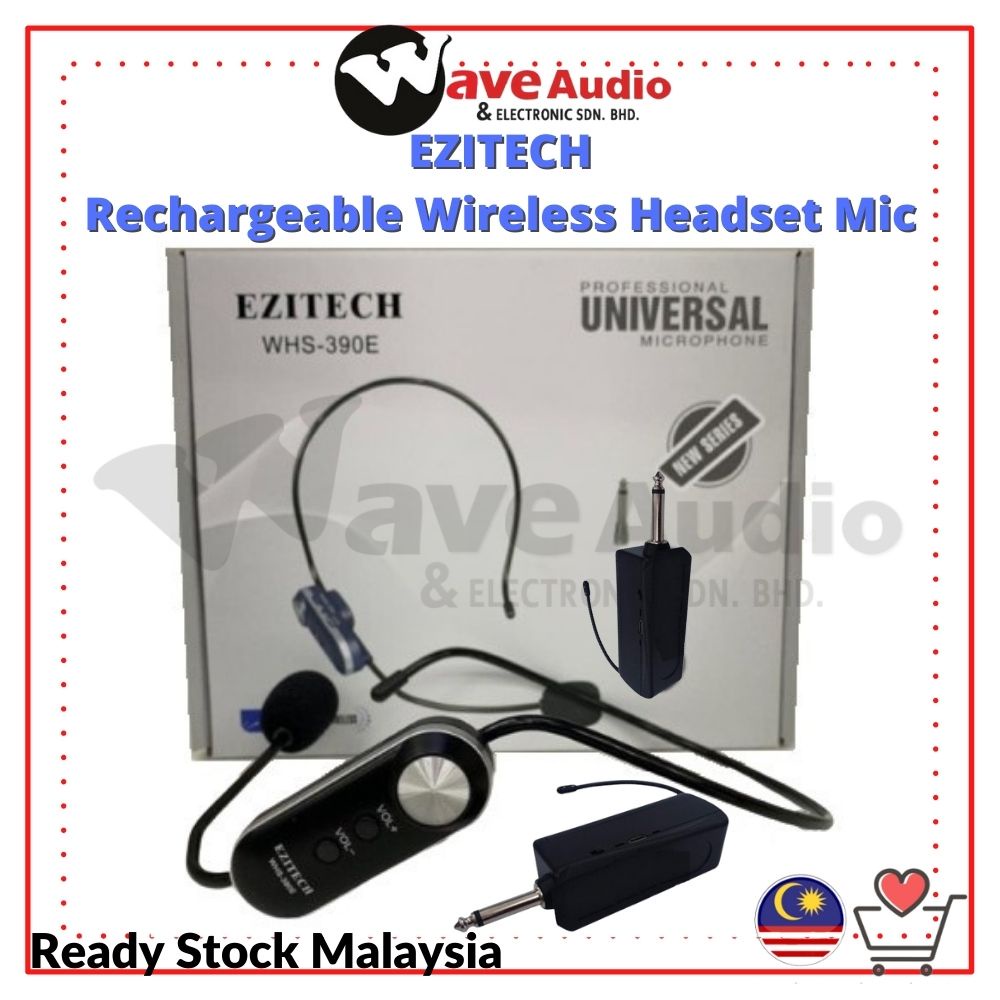 EZITECH WHS-390E Wireless Microphone Headset, UHF Wireless Mic Headset (Rechargeable)
