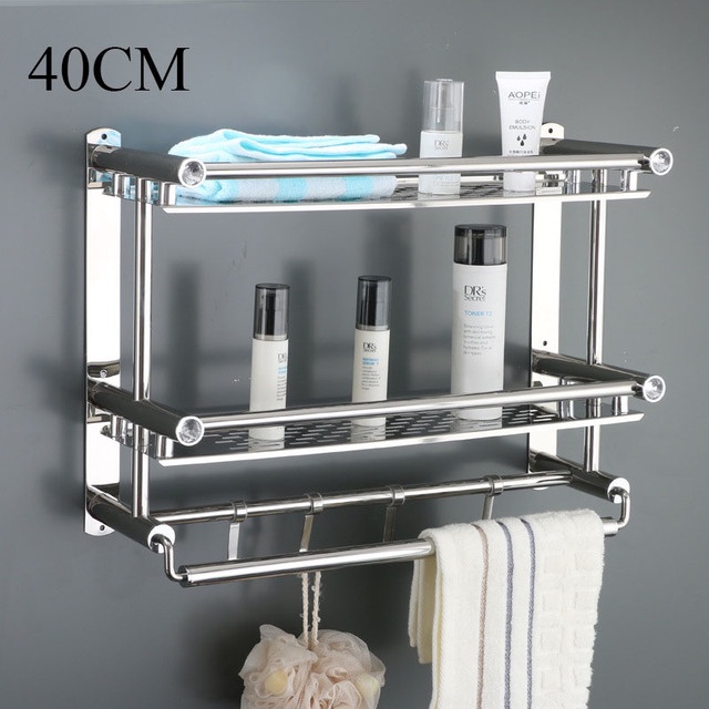 Bathroom Shelf Towel Rack 201 Stainless Steel Bathroom Storage Shelf ...