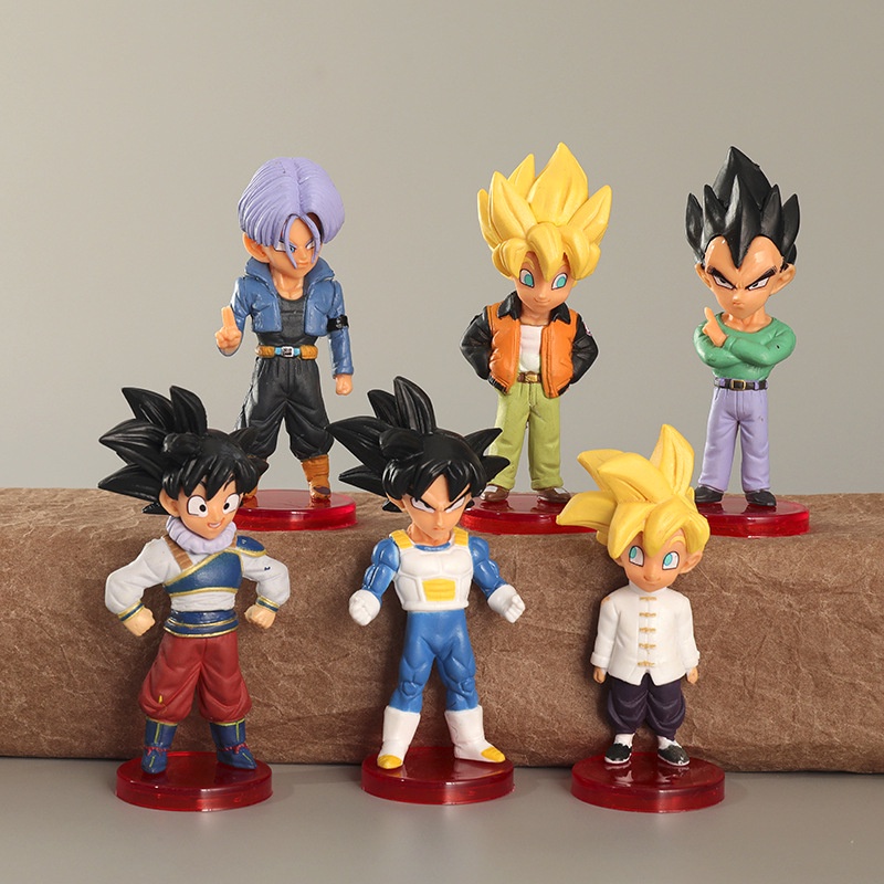 6pcsset Japan Anime Dragon Ball Z Son Goku Super Saiyan Kakarotto Vegeta Torankusu Trunks Son 9064